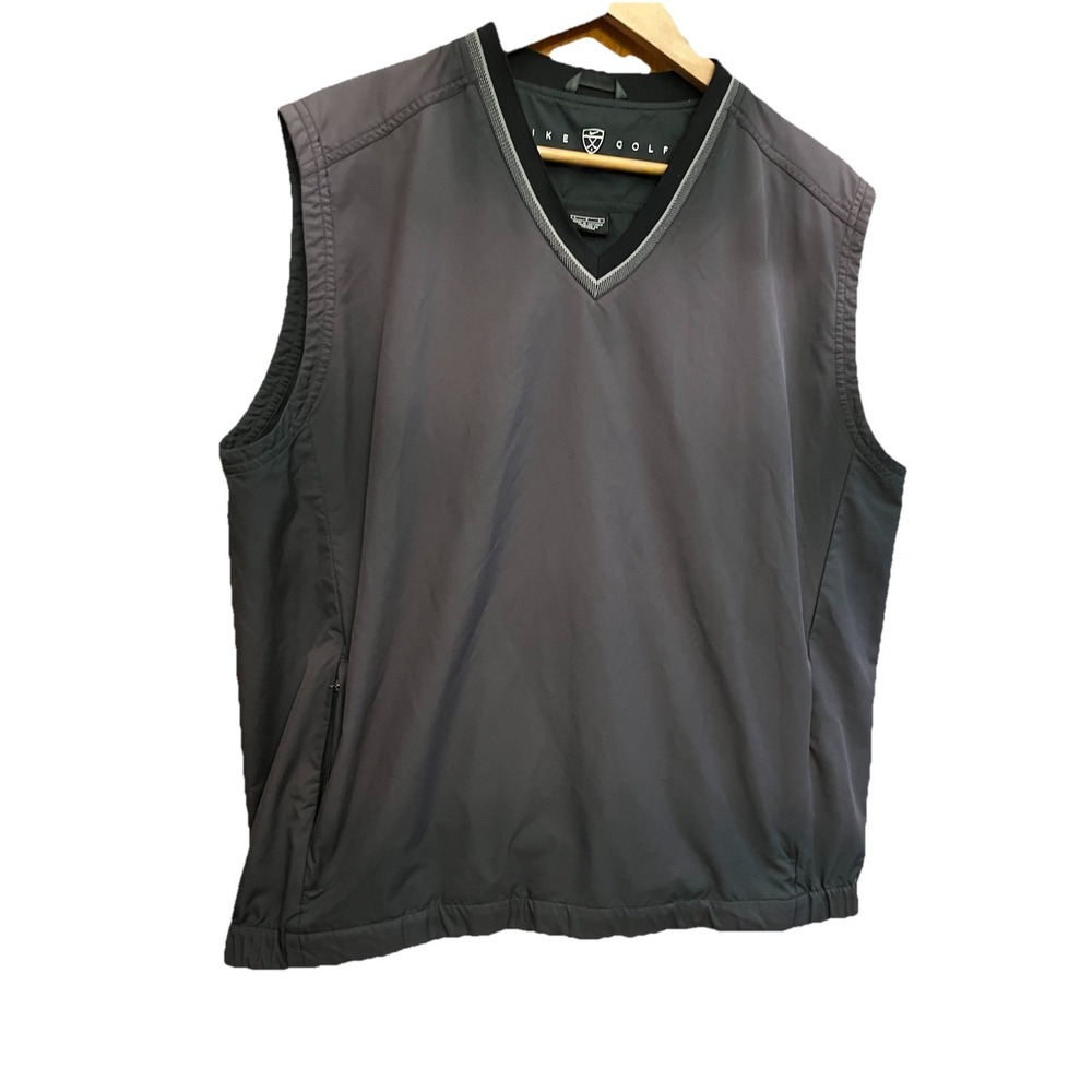 Nike Golf Vest Men's Large Gray V-Neck Sleeveless Therma Fit Performance